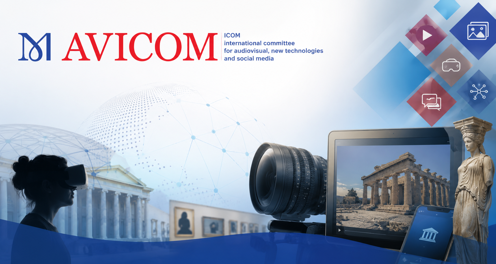 AVICOM logo, monitor, virtual reality
