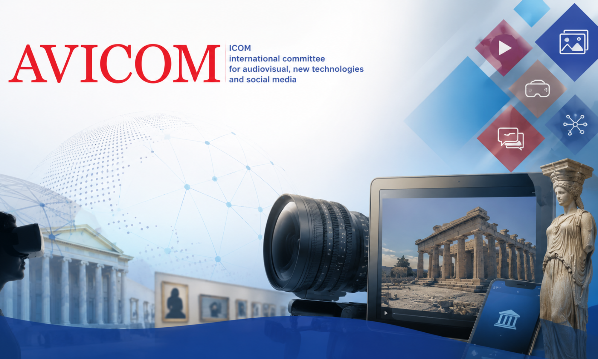 AVICOM logo, monitor, virtual reality